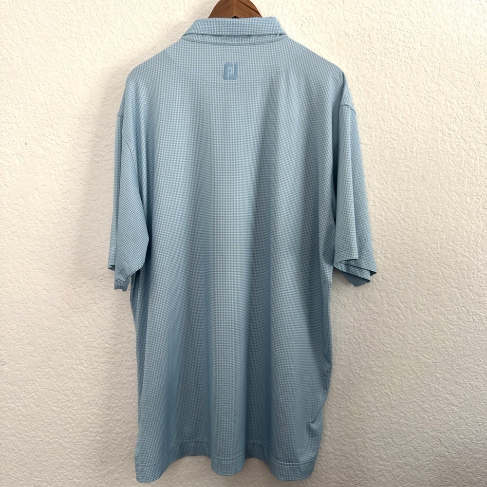 FootJoy Polo Shirt Mens XL Blue Houndstooth Golf Performance Stretch Collared - Picture 2 of 8